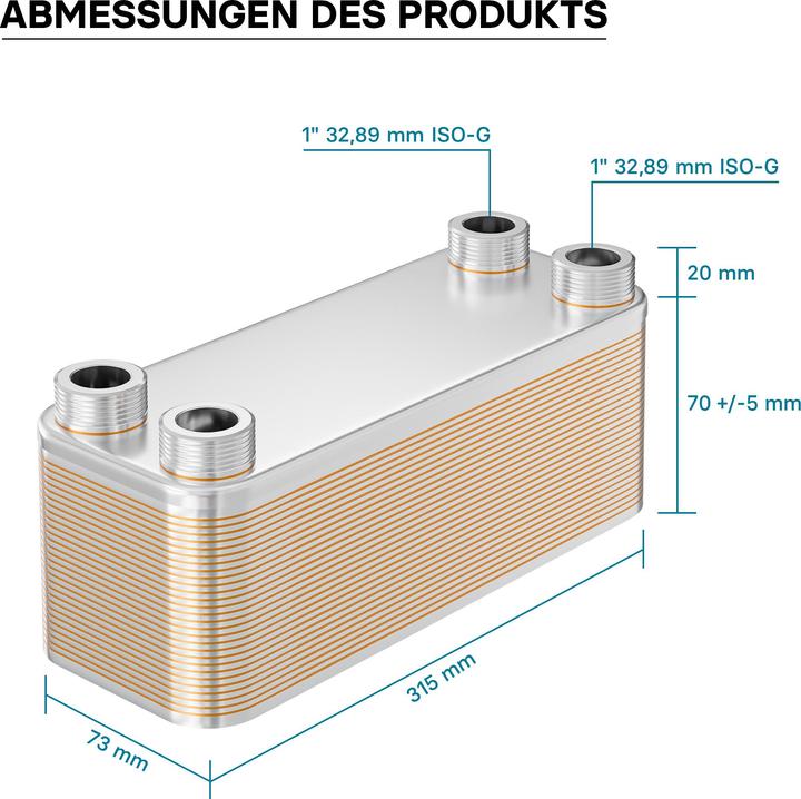 Produktbild Wiltec Edelstahl Wärmetauscher 30 Platten 175 kW Plattenwärmetauscher Wärmeüberträger
