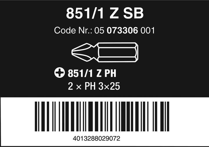 Produktbild Wera 851/1 Z PH 3 x 25 mm SB (Kreuz Phillips PH)