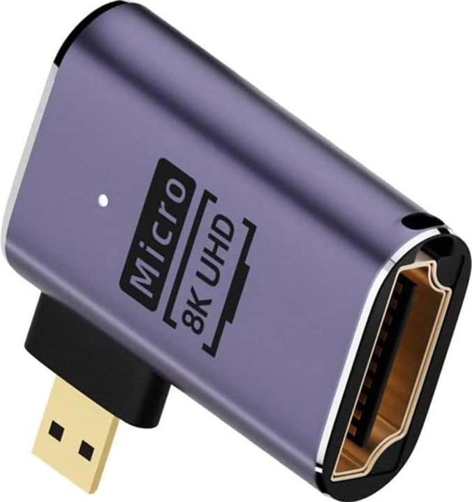 Produktbild PowerGuard Micro HDMI auf HDMI 2.1 90-Grad Winkel Left Adapter (Micro HDMI)