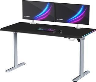Actual product image Ultradesk Gaming-Tisch QUEST, 140x70cm, 72-120cm, grau-schwarz