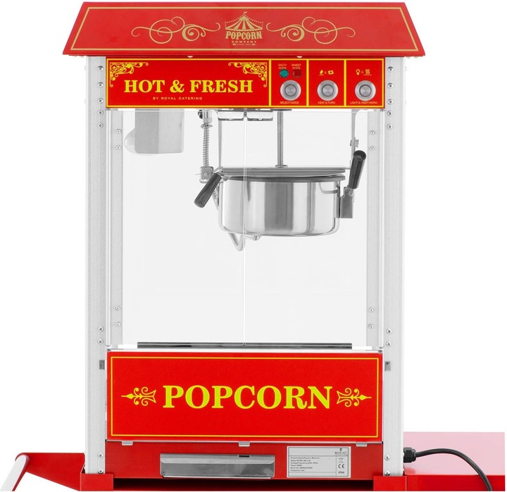 Actual product image Royal Catering Popcorn Machine with trolley - Retro design - 150 / 180 °C - red -