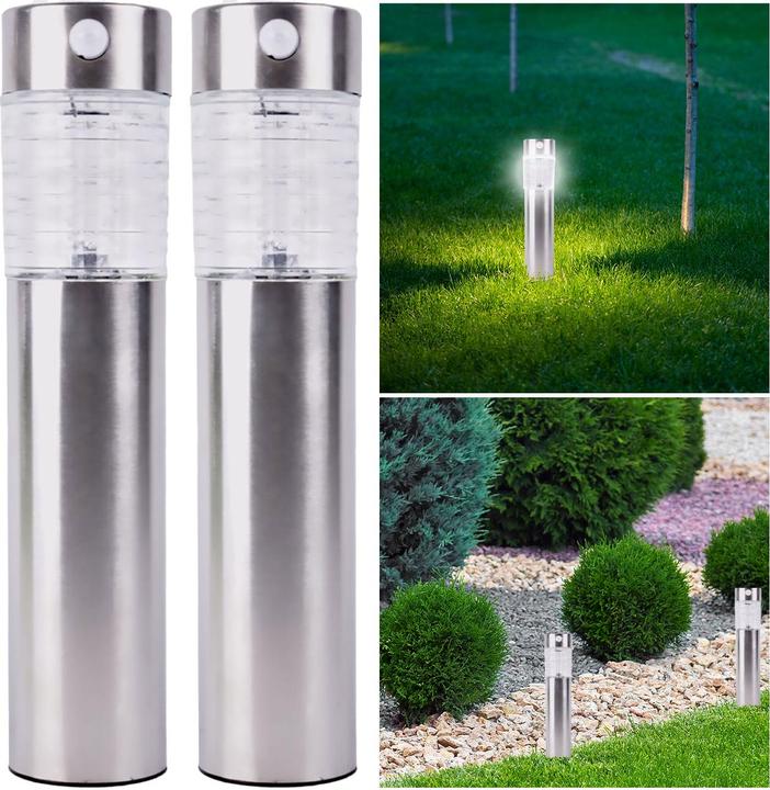 Produktbild Benson Garden 2er-Set Edelstahl Solar-Gartenlampe mit Bewegungssensor