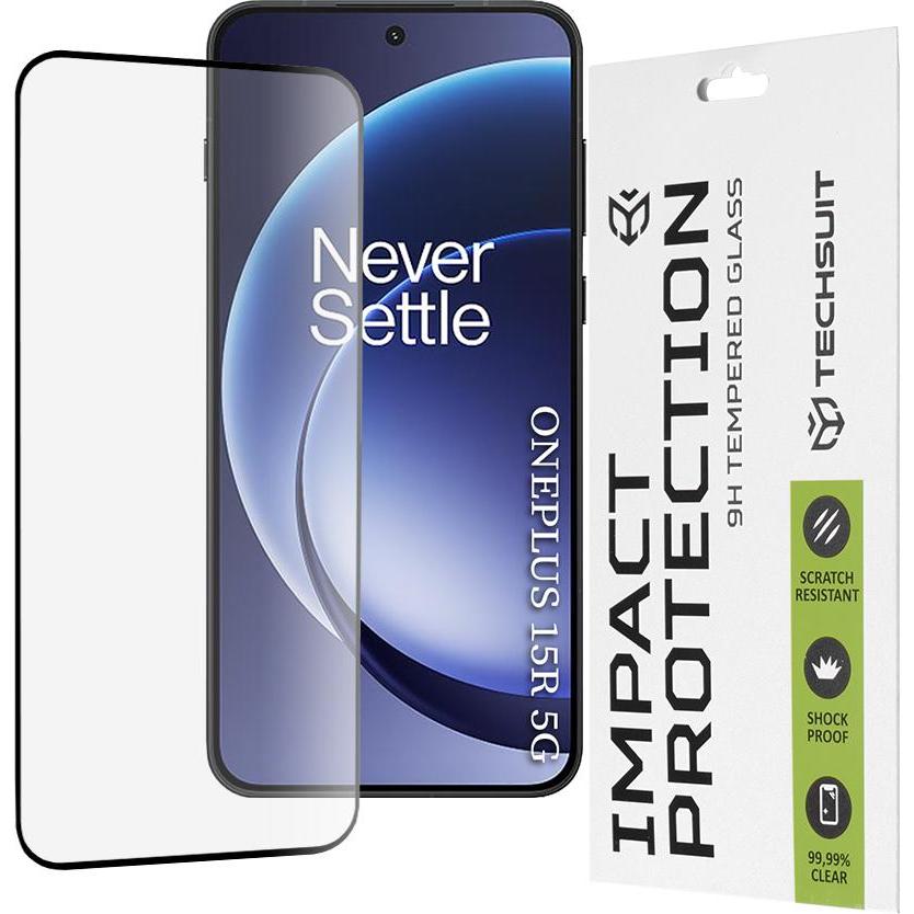 Techsuit - 111D Full Cover / Full Glue Glass - OnePlus 15R - Black (OnePlus 15), Pellicola protettiva smartphone, Nero