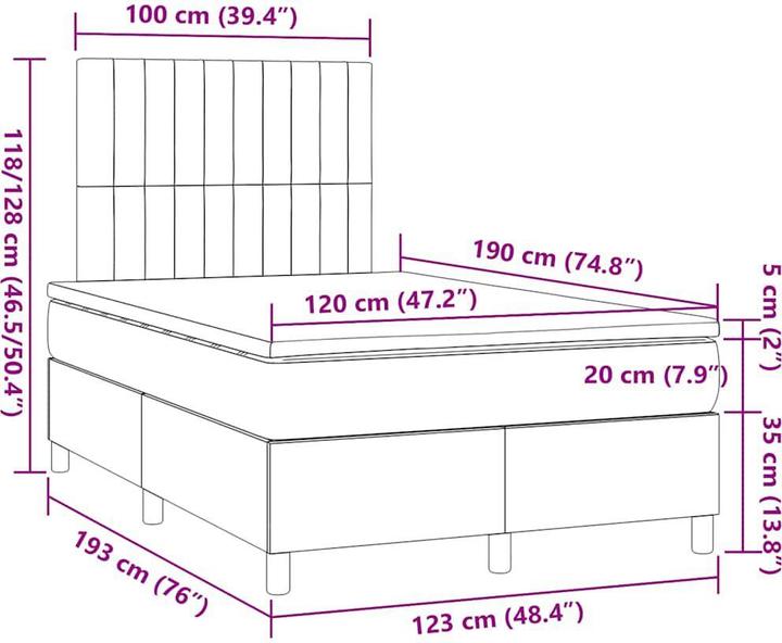 Produktbild vidaXL Boxspringbett (120 x 190 cm)