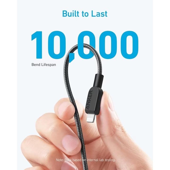Immagine prodotto Anker 310 braided Kabel - USB-C zu Lightning - 0.9M - Schwarz (0.90 m)