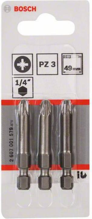 Produktbild Bosch Professional Zubehör Schrauberbit Extra-Hart PZ 3, 49 mm, 3er-Pack (Kreuz Pozidriv PZ)