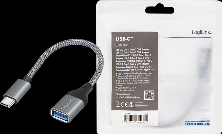 Produktbild LogiLink USB C – USB A (0.15 m, USB 3.2 Gen 1, 15 W)