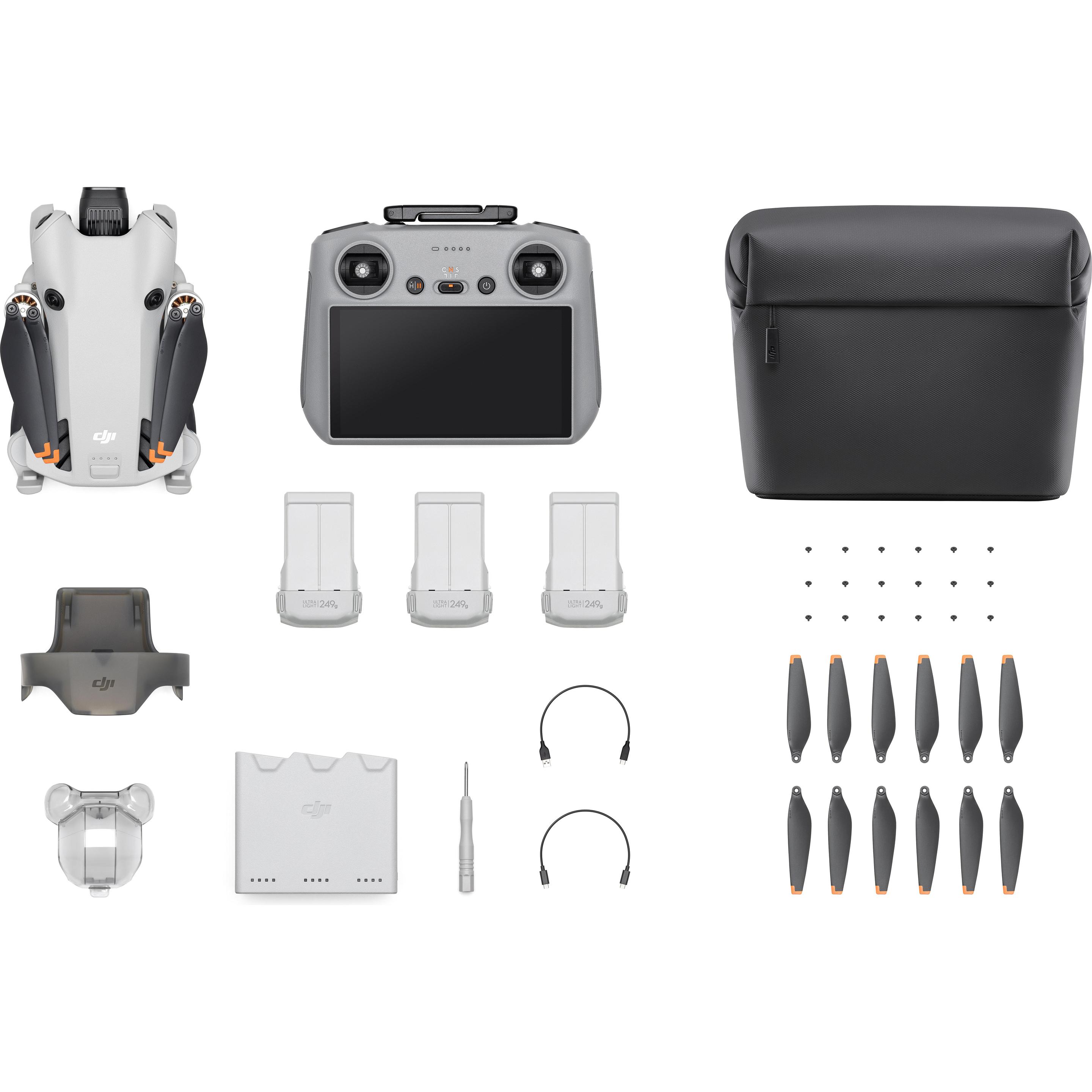 DJI Mini 4 Pro Fly More Combo (34 min, 249 g, 48 Mpx), Drohne, Weiss, Grau