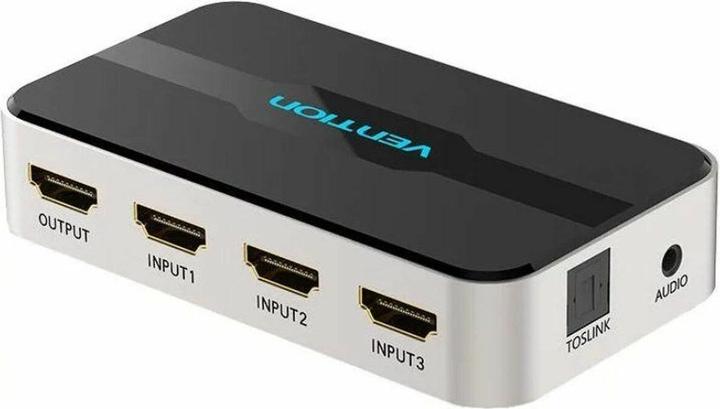 Actual product image Vention 3 in 1 out HDMI Switch AFJH0 with Audio Separation (Gray)