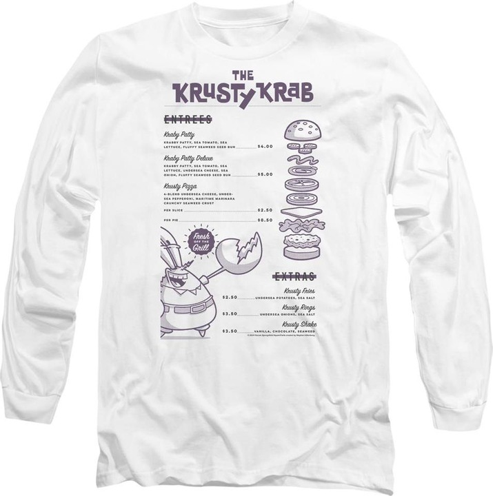 Immagine prodotto Spongebob Squarepants Krusty Krab Menu Maglietta Adulto Unisex (S)