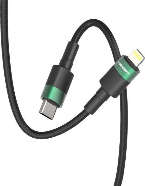 Actual product image Denmen DENMEN-KABEL USB TYP-C - LIGHTNING PD 3.6 SCHWARZES GEFLOCHTENES 1M D62 20W (1 m, 20 W)