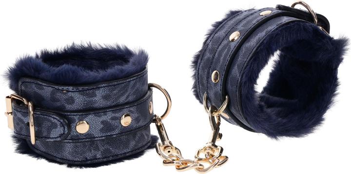 Actual product image Sportsheets Cougar Furry Handcuffs - Blue