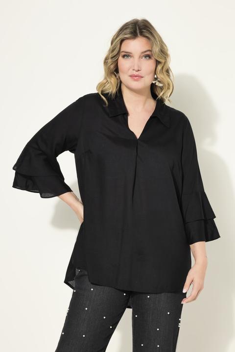 Actual product image Miamoda Blouse in satin with 3/4 sleeves with a double frill (60)