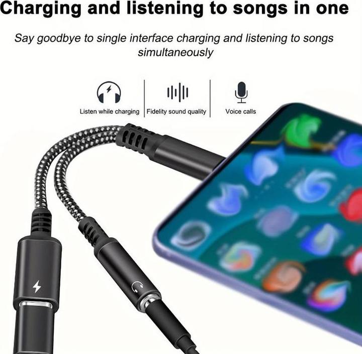 Produktbild PhoneLook 2-in-1-Audioadapter USB-C auf 3,5-mm-Klinke AUX + USB-C 30W Fast Charge (3.5mm Klinke, USB-C)