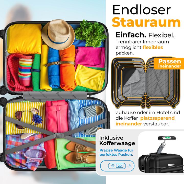 Image du produit Kesser Reisekoffer Hartschalen-Koffer Inkl. Kofferwaage + Gepäckanhänger (120 l)