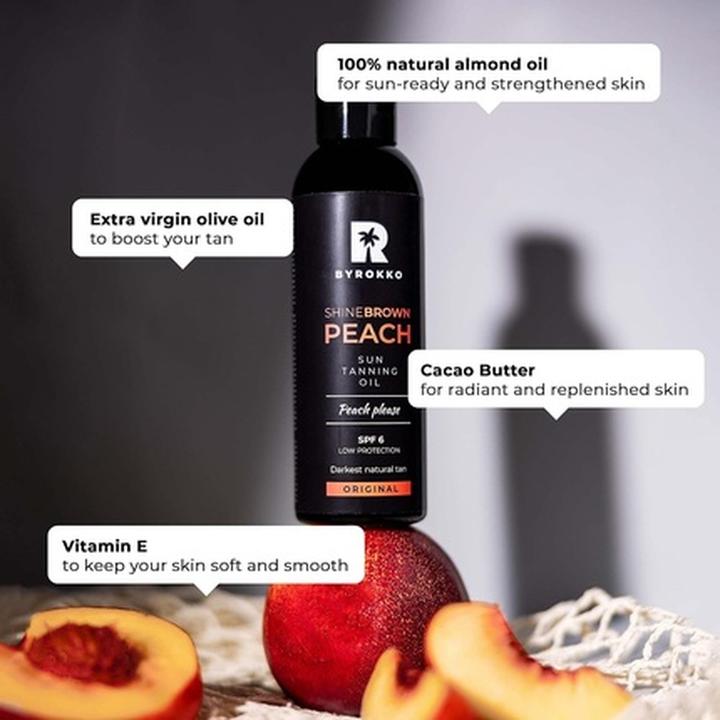 Produktbild Byrokko Shine Brown Premium Tanning Accelerator Peach Oil SPF6 150ml (Bis SPF 10, 150 ml)