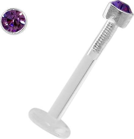 Actual product image Bijouteria Piercing for lip/Tragus (Bioplastic, Silver 925, Swarovski Crystal)