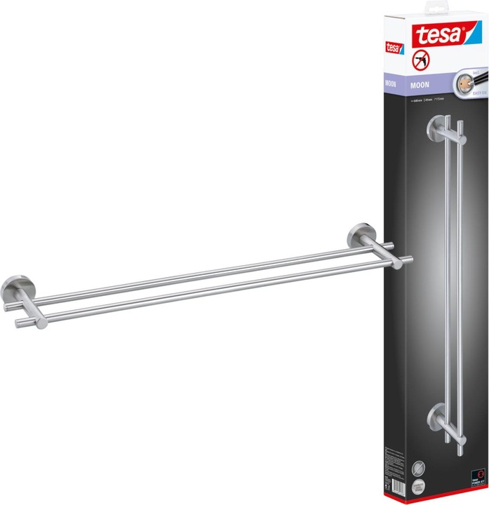 Actual product image tesa MOON Towel rail two-arm incl. adhesive solution without drilling
