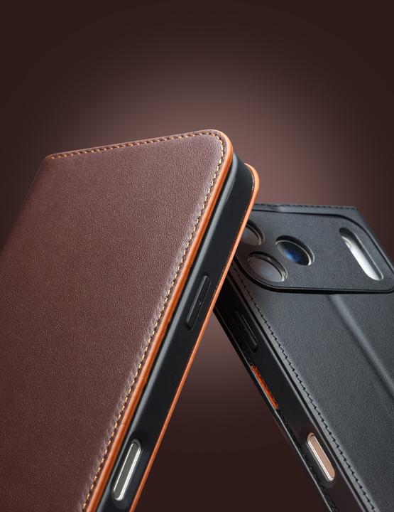 Image du produit QiAlino Fourre Flip Matt Wallet cuir véritable (Apple iPhone 17 Pro)