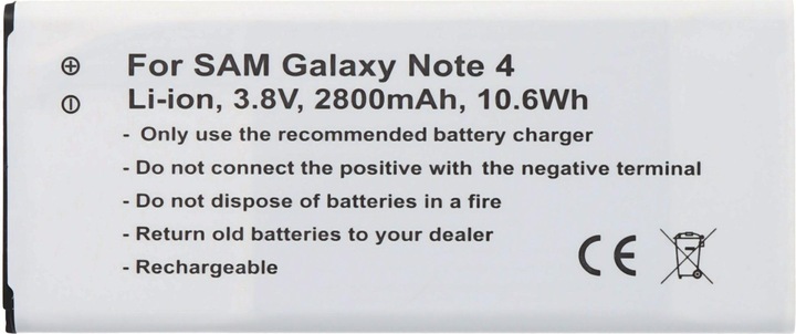 Actual product image AccuCell Battery Samsung Galaxy Note 4 battery with NFC