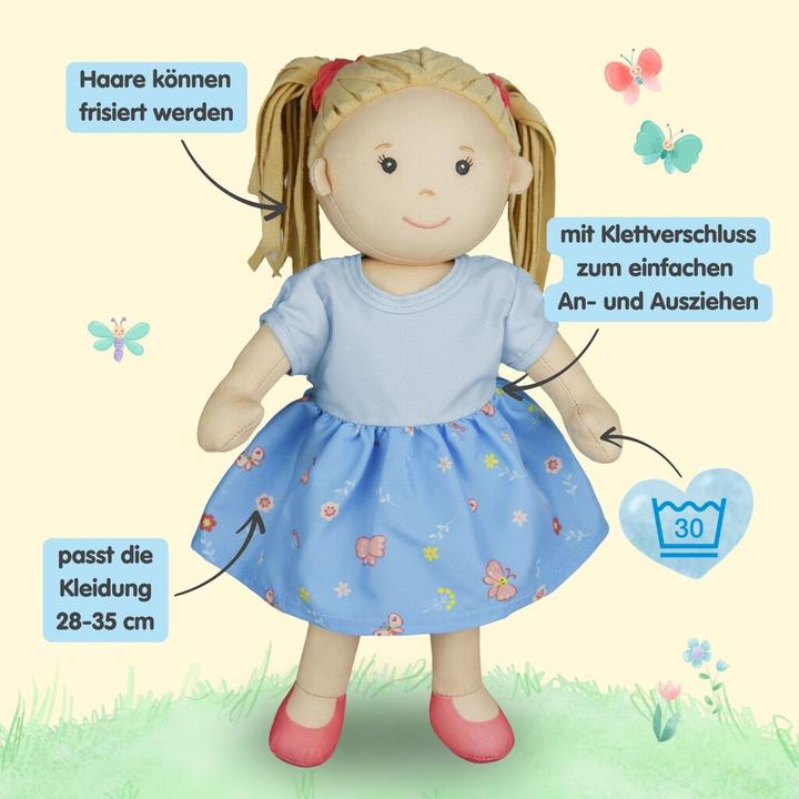 Actual product image Heless Stoffpuppe "Nela" mit Kleidchen zum An- und Ausziehen, 32 cm