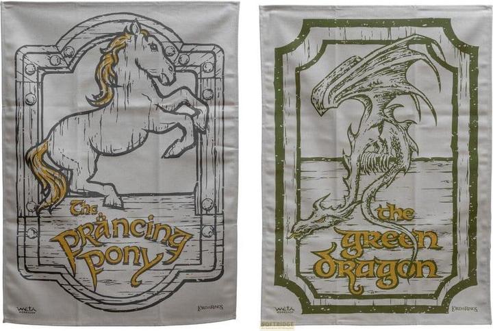 Weta Workshop Le Seigneur des Anneaux set de 2 torchons Green Dragon & Prancing Pony 69 cm (69 x 50 cm)