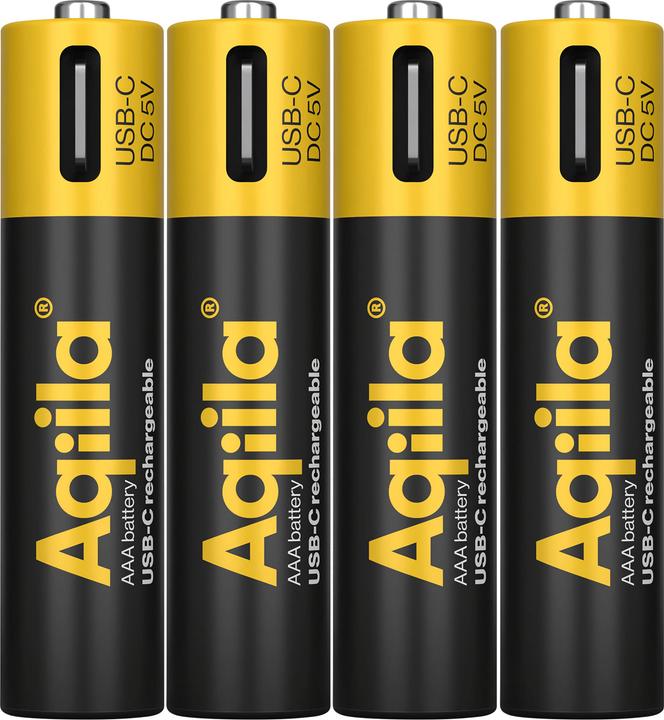 Produktbild Aqiila - USB-C Wiederaufladbare Batterie - AAA - 600 mAh - 4er-Pack (4 Stk., AAA, 600 mAh)