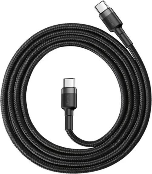 Image du produit Baseus - (3 pack) Data Cable Cafule (E0418501) - USB-C to USB-C, 60W, 2m - Black / Grey (2 m, 60 W)