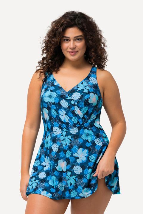 Image du produit Ulla Popken Robe de bain à bonnets souples. Imprimé floral et effet cache-coeur (52)