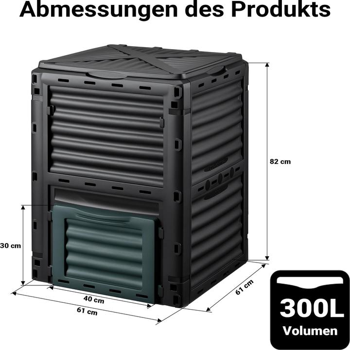 Produktbild Wiltec Gartenkomposter 300l Komposter 61x61x82cm Schnellkomposter Kompostierer (300 l)