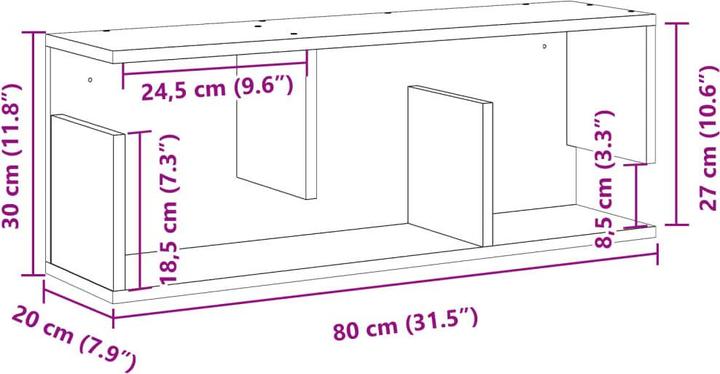 Actual product image vidaXL Wall cabinet (80 x 20 x 30 cm)