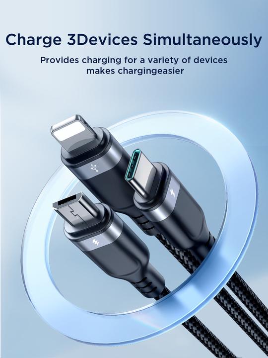 Productafbeelding Joyroom Cavo 3 in 1 Multi-Use Series S-1T3018A18 Lightning USB-C micro USB 1,2 m - nero (1.20 m, USB 3.2 Gen 1)