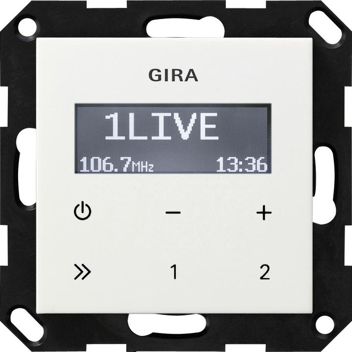 Actual product image Gira UP radio RDS without loudspeaker 228403 System 55 pure white (VHF)