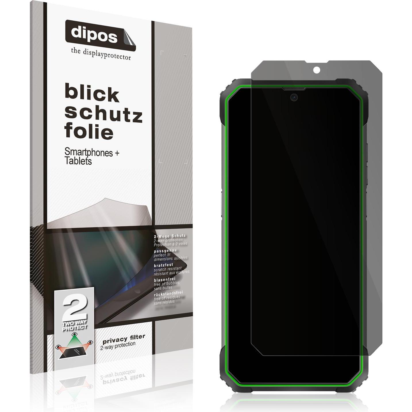 Dipos Blickschutzfolie 2-Way Anti-Shock (2 Stück, Blackview BV8800), Smartphone Schutzfolie, Transparent