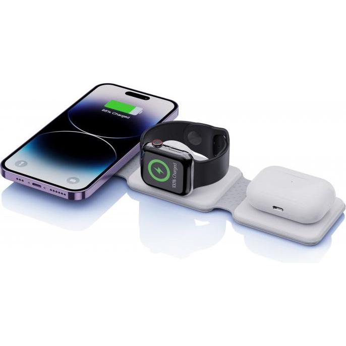 Thumbnail - Jaym Zusammenklappbare 3-in-1-Ladestation, die mit Induktionsladung/MagSafe kompatibel ist. (15 W), Wireless Charger, We...