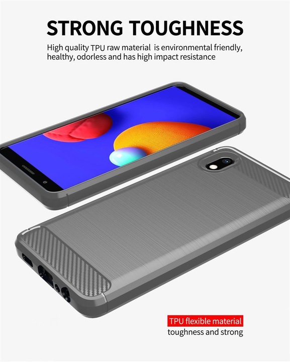 Immagine prodotto Cadorabo TPU Ultra sottile in acciaio inossidabile al carbonio Combi Cover (Samsung Galaxy A10e, Samsung Galaxy A20e)