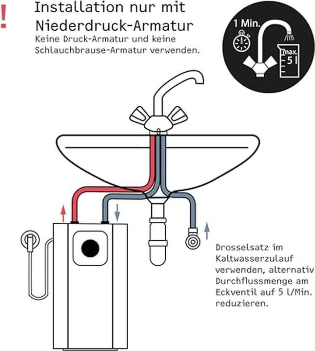Produktbild Stiebel Eltron SNU 5 Plus mit Armatur MAE-K, sehr kompakt, antitropf/thermostop, Untertischboiler 5 l, Stecker, 2kW