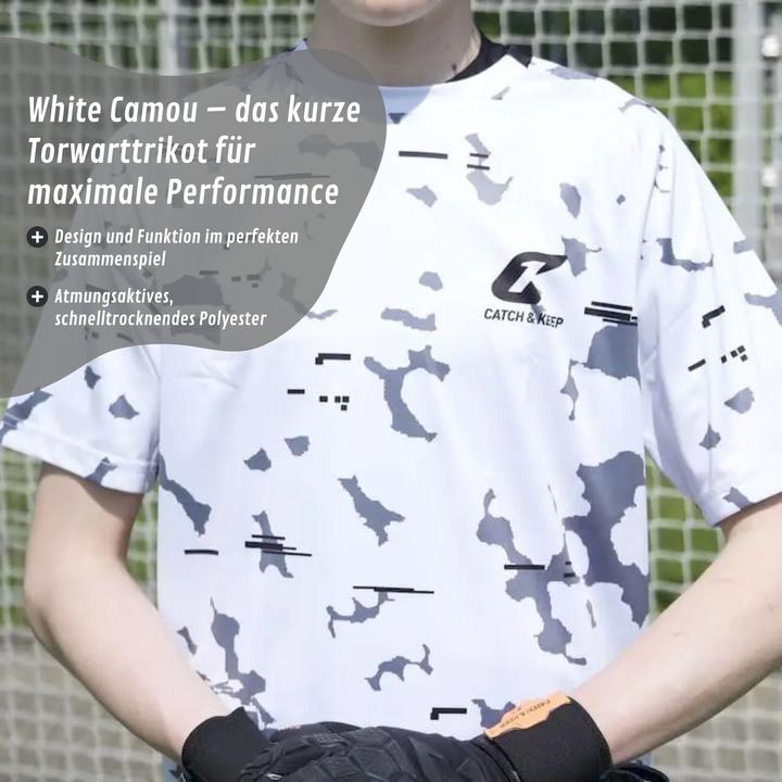 Immagine prodotto Catch & Keep Trikot White Camou Torwarttrikot Gr. 140 Kurzarm Fussball Shirt (140)