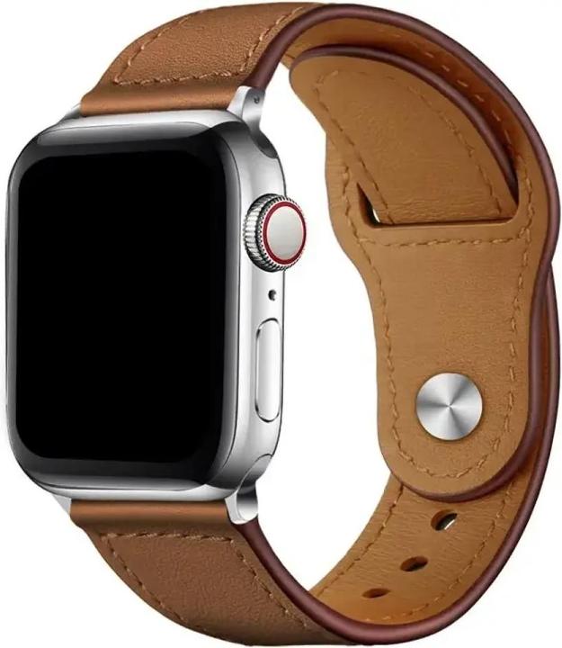 Actual product image G-Case Apple Watch Leather Strap brown cognac 42mm 44mm 45mm (Vegan Leather)