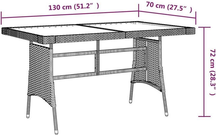 Produktbild vidaXL Gartentisch (130 x 70 x 72 cm)