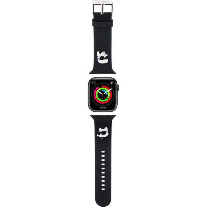 Thumbnail - Karl Lagerfeld Pasek KLAWLSLKCNK Apple Watch 42/44/45mm czarny/black strap 3D Rubber Karl&Choupette (Silikon), Uhrenarmb...