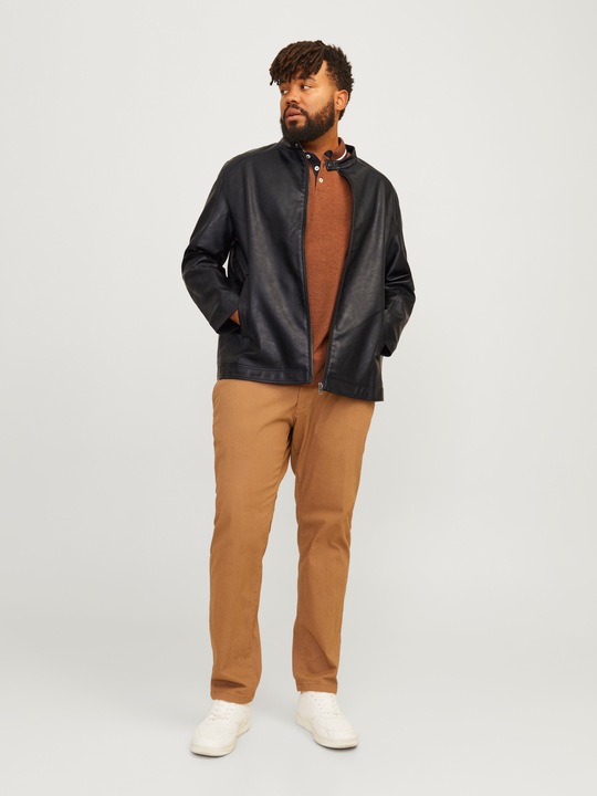 Actual product image Jack & Jones Plus Size Leather Jacket Leather Jacket (XXL)