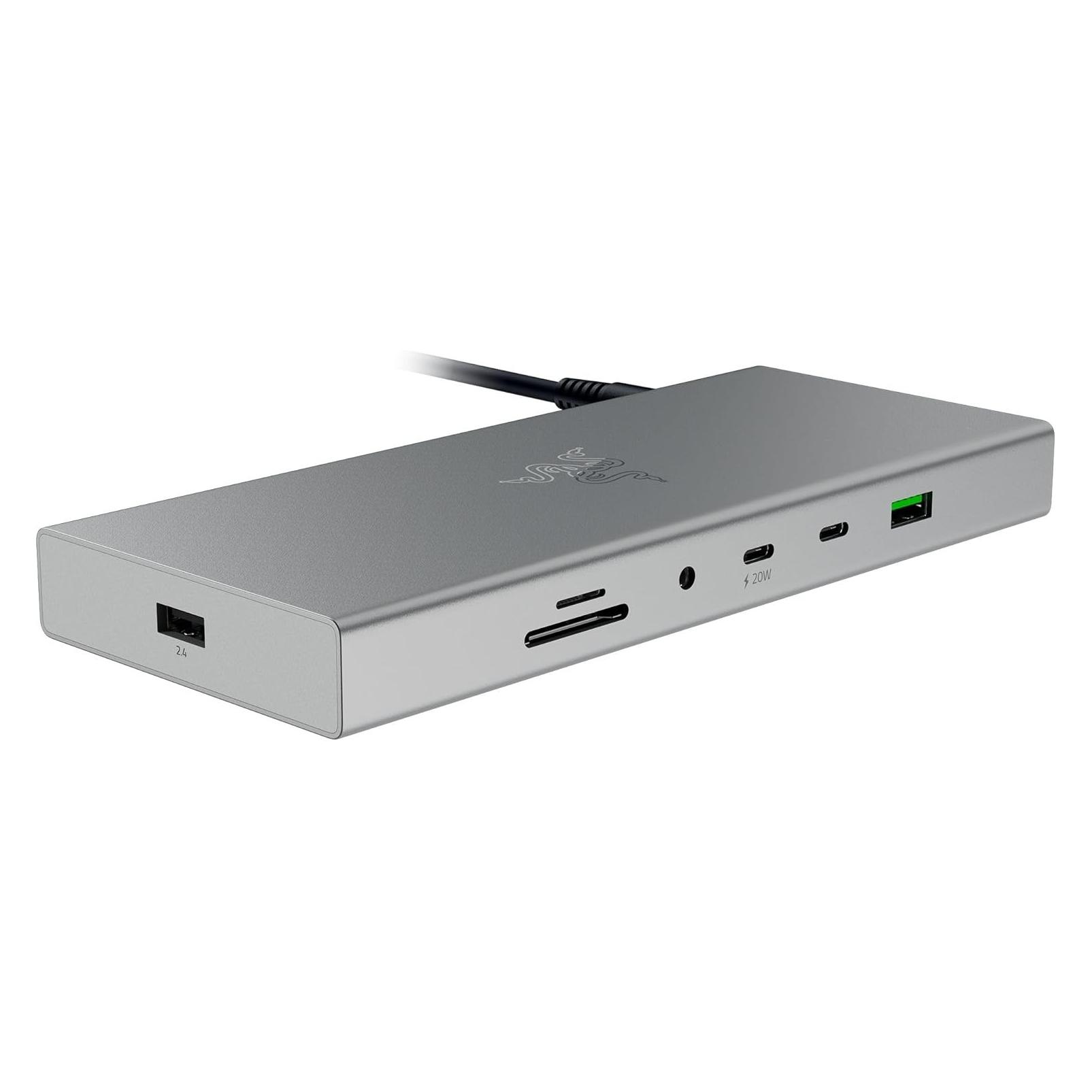 Razer NB Acc Dock USB-C 4 Mercury (RC21-02280200-R3EK) (USB-C, 14 Ports), Dockingstation + USB Hub, 