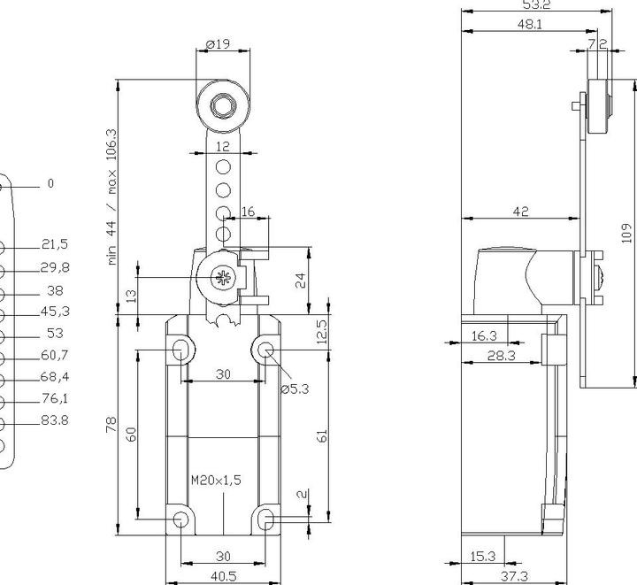Produktbild Siemens Positionsschalter 40mm Metallhebel