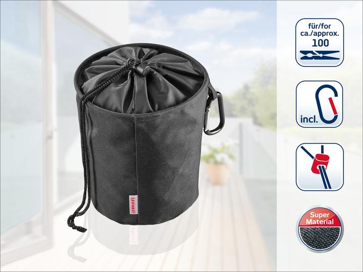 Actual product image Leifheit Clothes peg bag with snap hook and drawstring