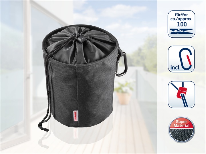 Actual product image Leifheit Clothes peg bag with snap hook and drawstring
