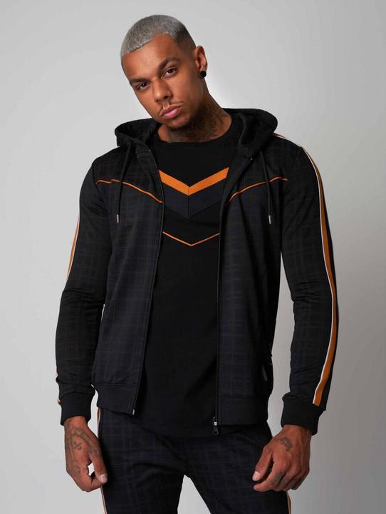 Produktbild Project X Paris Kapuzenjacke mit Karomuster und zweifarbigen Streifen (L)