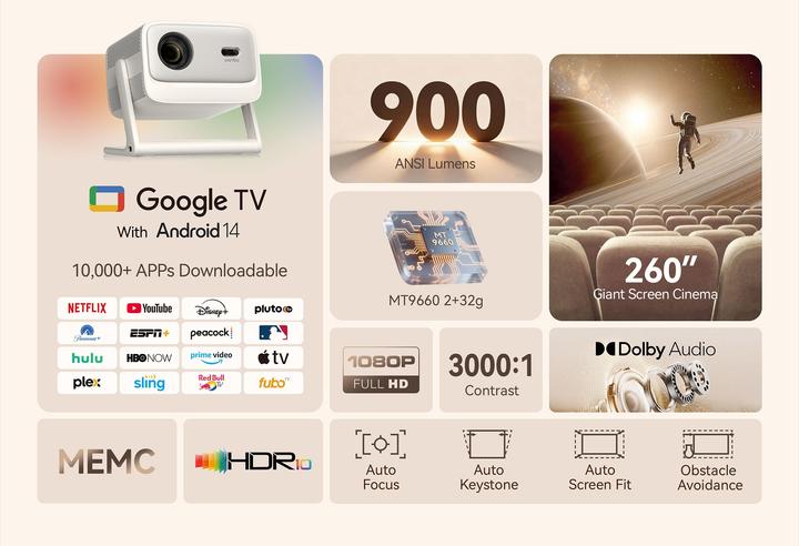 Actual product image Wanbo Vali 1 Pro - Beige (Full HD, 900 lm)