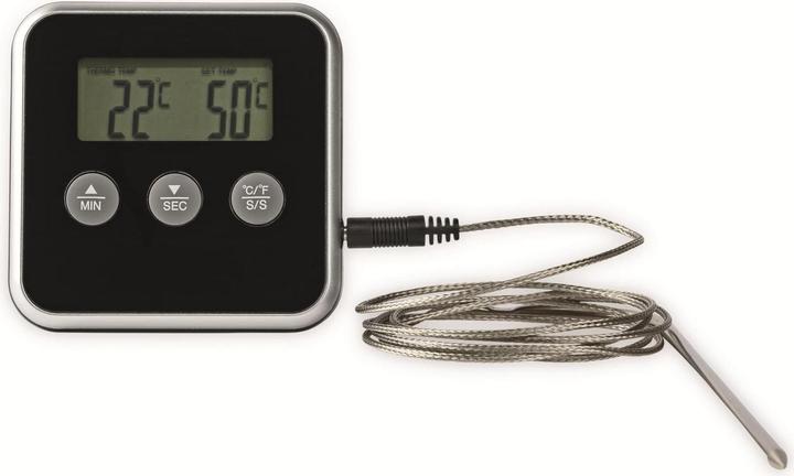 Immagine prodotto Nedis Termometro per carne 0-250 °C Display digitale Timer 80 mm Argento/Nero