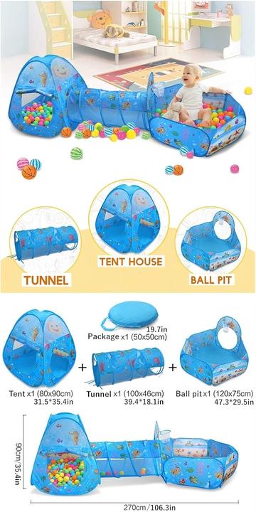 Actual product image Benebomo Pop-up play tent with tunnel